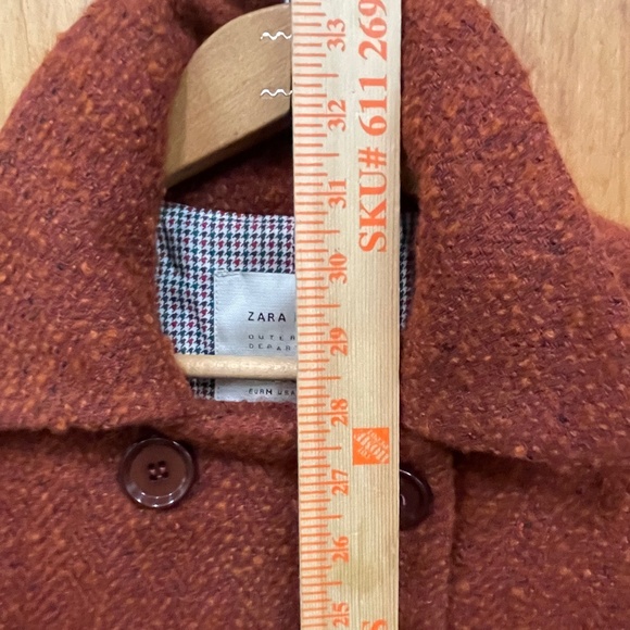 Zara Rust Double Breasted Tweed Coat Medium Perfect for Autumn! - Picture 8 of 10